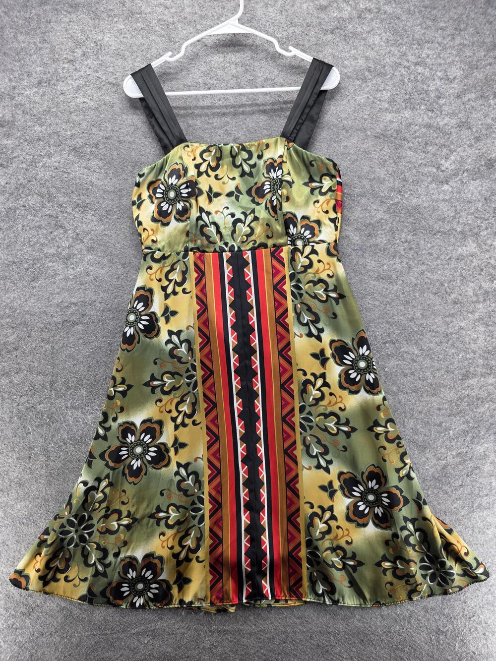 Rabbit Rabbit Designs Dress Womens 10 Floral Geometric Sleeveless Tie Back